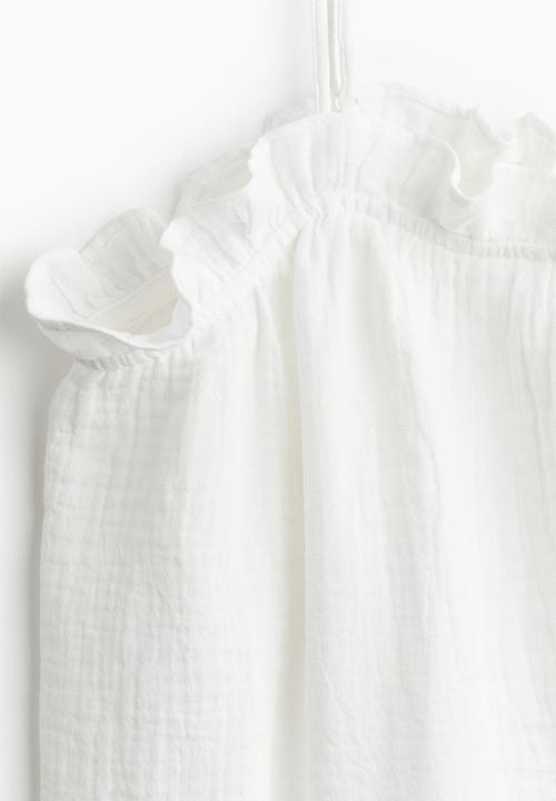 H&M - Frill-trimmed strappy top - white