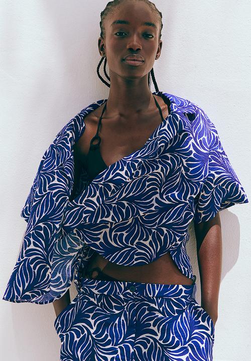H&M - Wide trousers - dark blue patterned