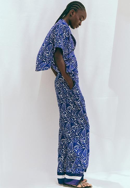 H&M - Wide trousers - dark blue patterned