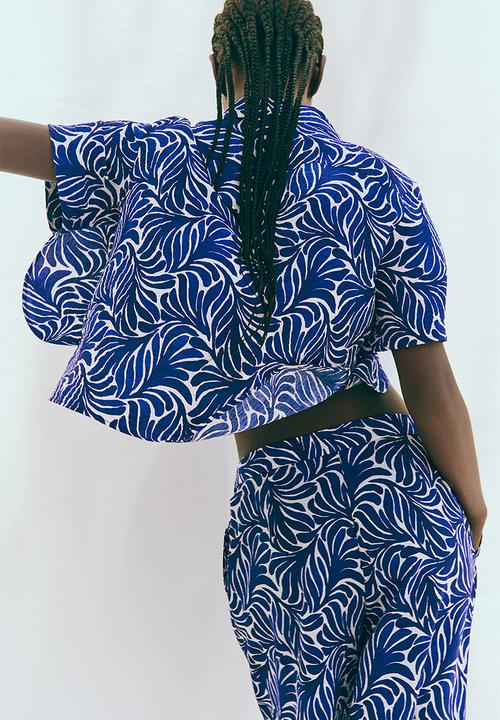 H&M - Wide trousers - dark blue patterned