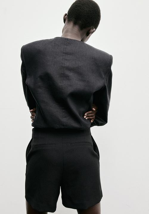 H&M - Button-detail shorts - black