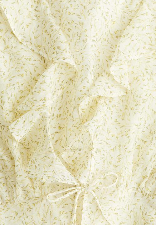 H&M - Frill-trimmed blouse - white & yellow floral 
