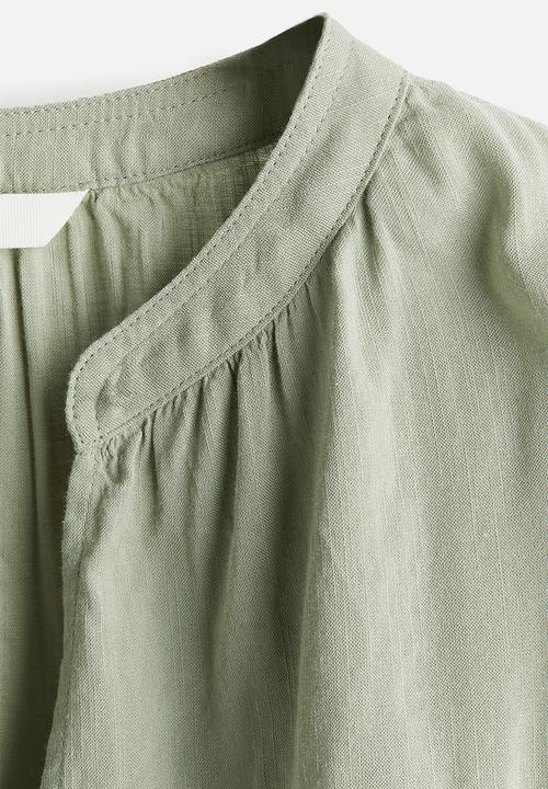 H&M - Cap-sleeved blouse - light khaki green