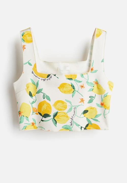 H&M - Cropped vest top - cream lemons