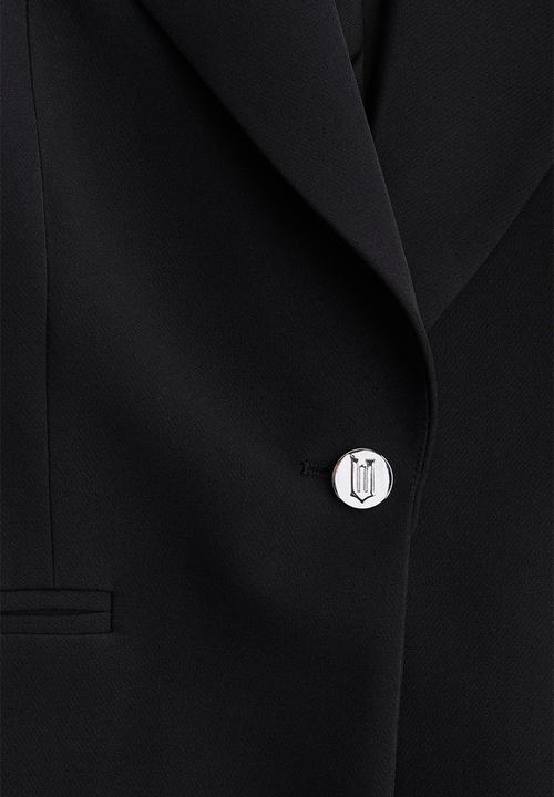 H&M - Engraved-button hourglass blazer - black