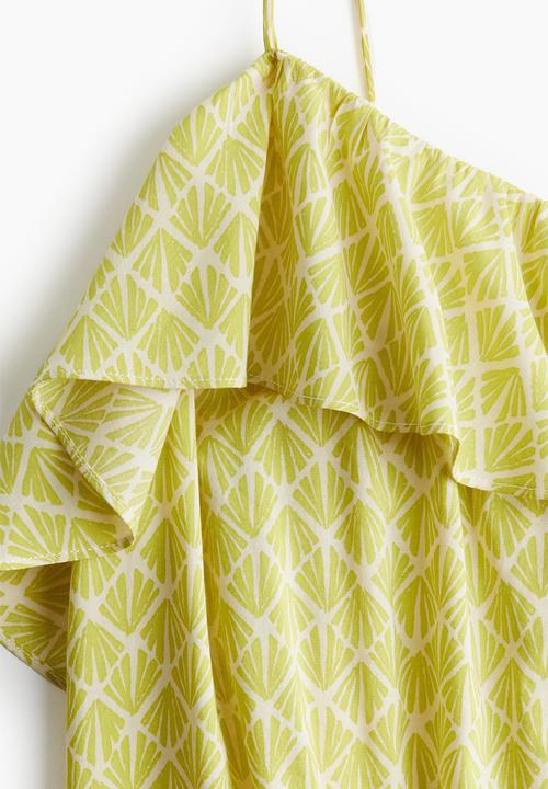 H&M - Frill-trimmed strappy dress - bright yellow patterned