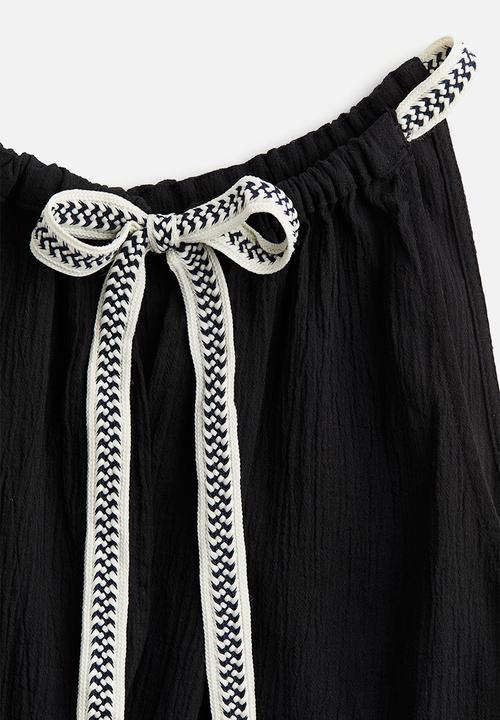 H&M - Drawstring-detail cotton dress - black