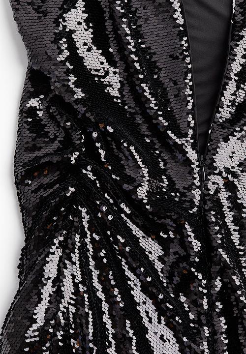 H&M - Sequined shoulder-pad dress - black