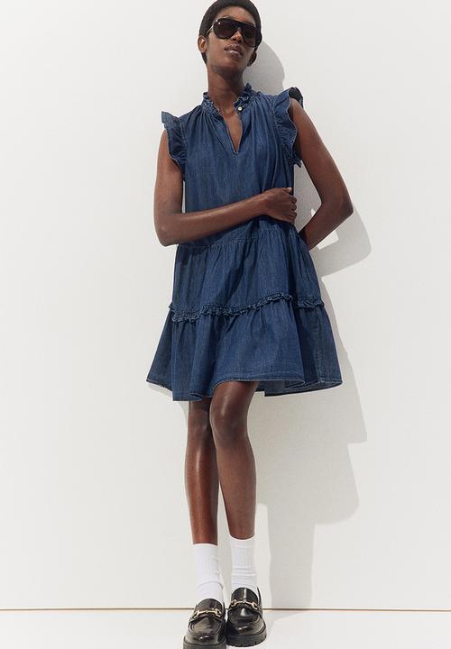 H&M - Frill-trimmed dress - dark denim blue