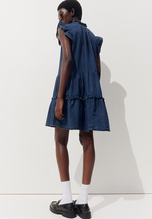H&M - Frill-trimmed dress - dark denim blue
