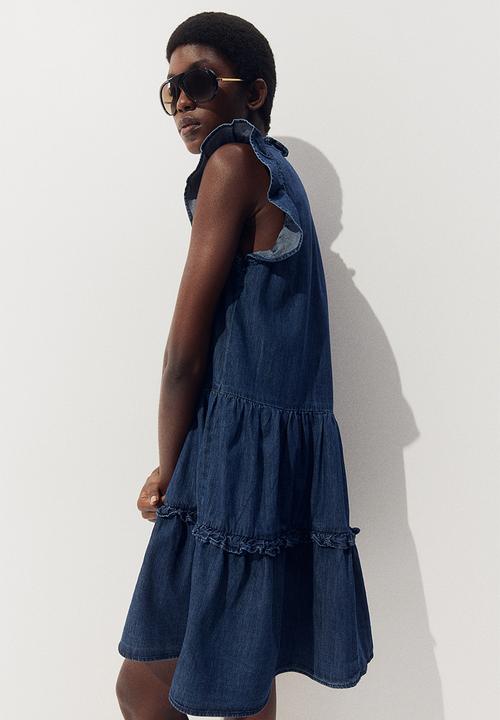 H&M - Frill-trimmed dress - dark denim blue