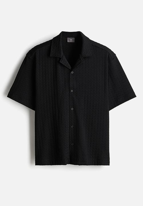 H&M - Loose fit textured resort shirt - black