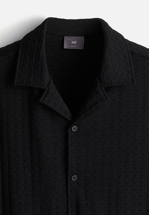 H&M - Loose fit textured resort shirt - black