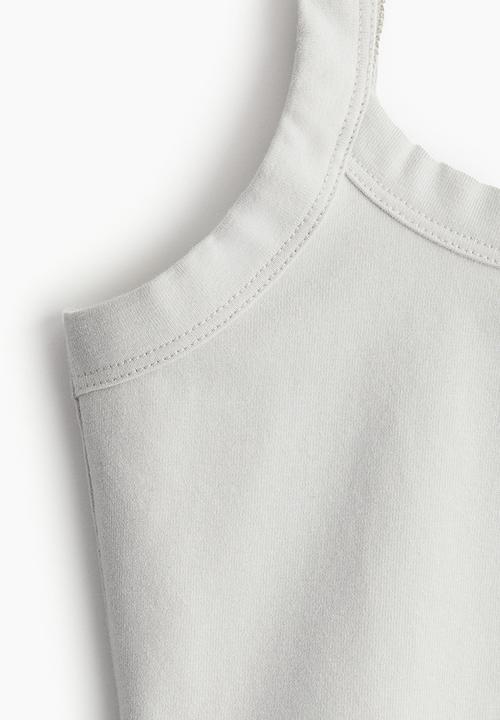 H&M - Cropped strappy top - light grey 