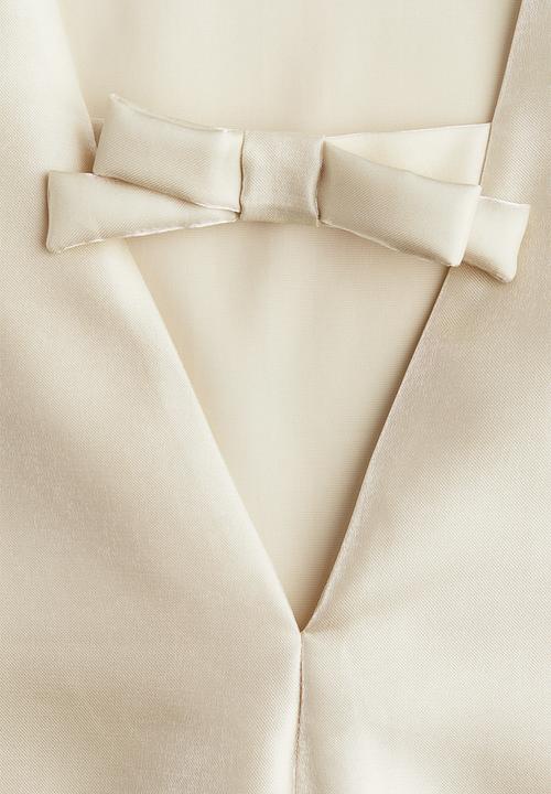 H&M - Bow-detail sleeveless dress - light beige 