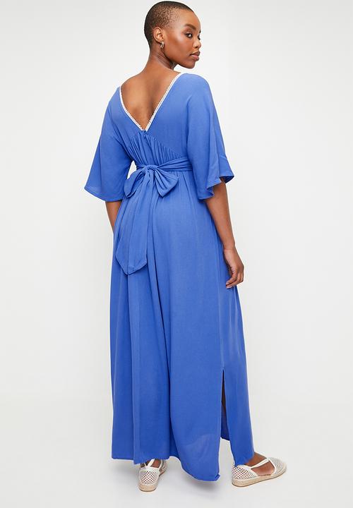 edit - Angel sleeve tunic with embroidery - blue