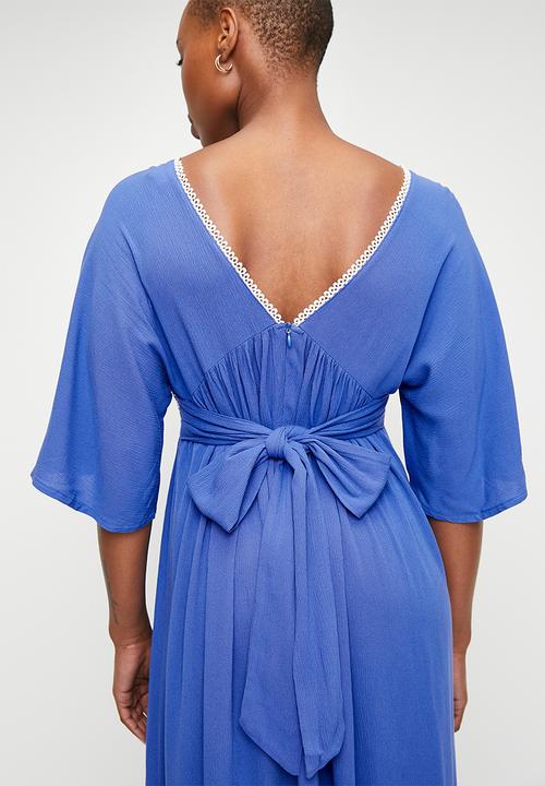 edit - Angel sleeve tunic with embroidery - blue