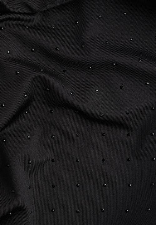 H&M - Straight jersey trousers -  black/rhinestones