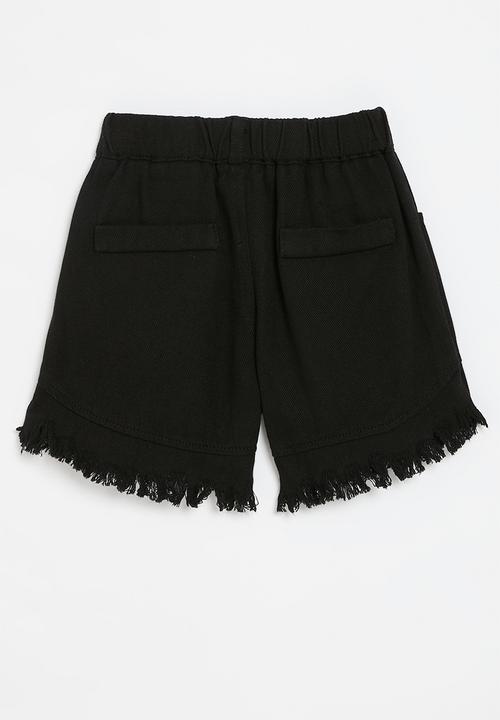 Pop Candy - Frayed shorts-black