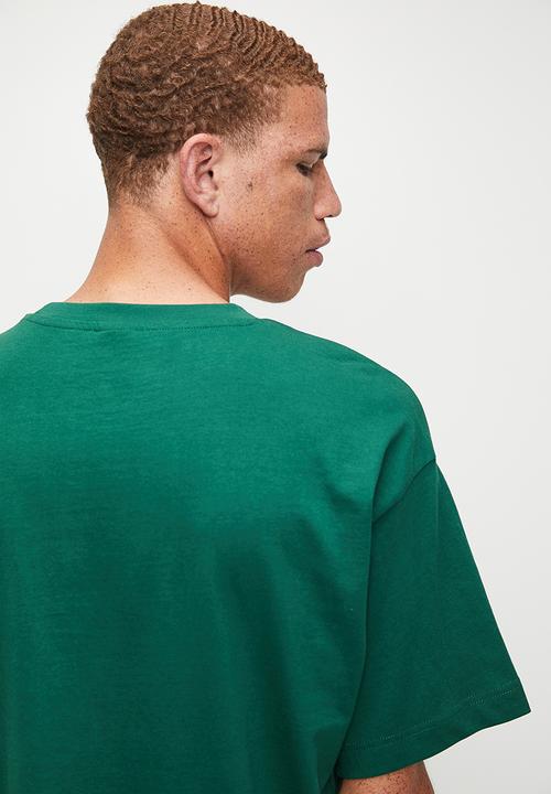 Cotton On - Box Fit Text T-Shirt - Evergreen/Midnight Memoir