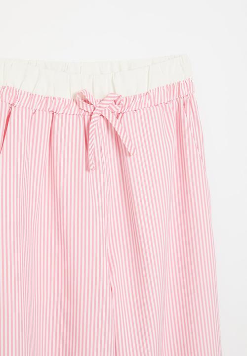 Pop Candy - Contrast waistband pants-pink