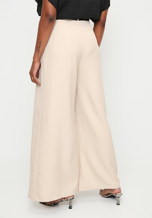 edit - High waisted belted wide leg -lt stone