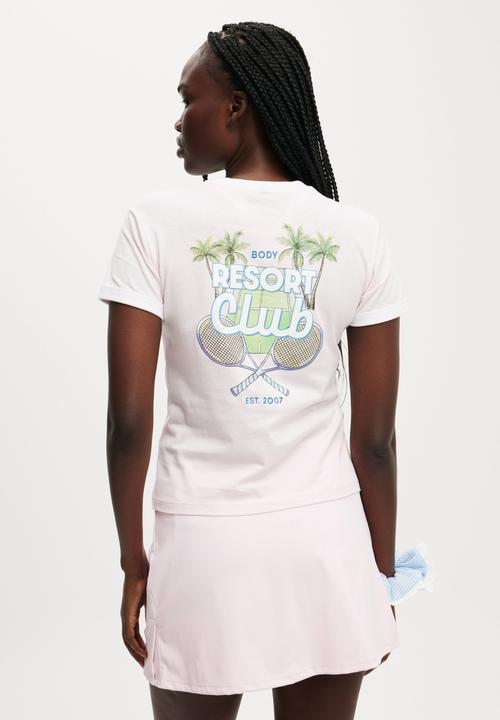 Cotton On - Active Graphic Crew T-shirt - Cherry Dream/Resort Club