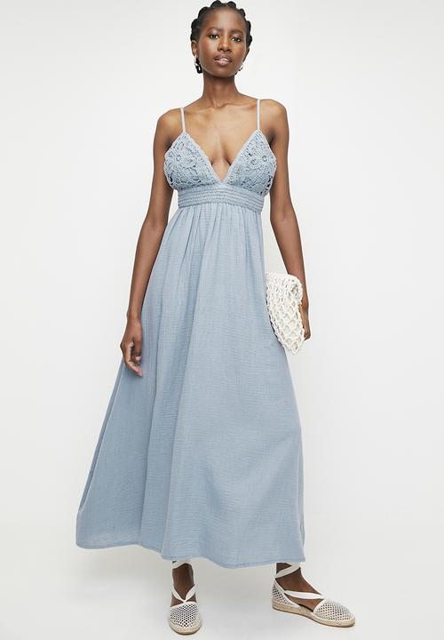 Superbalist - Applique fit & flare midi dress - denim blue