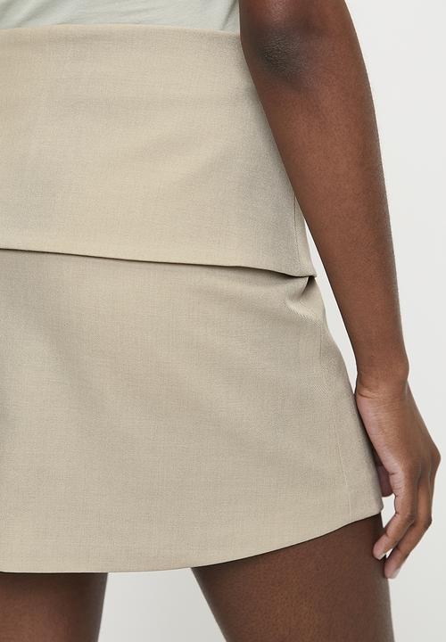 Superbalist - Twill wrap tie detail skort - Taupe