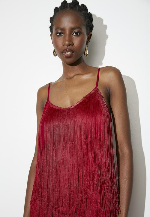 VELVET - Fringe mini dress - red