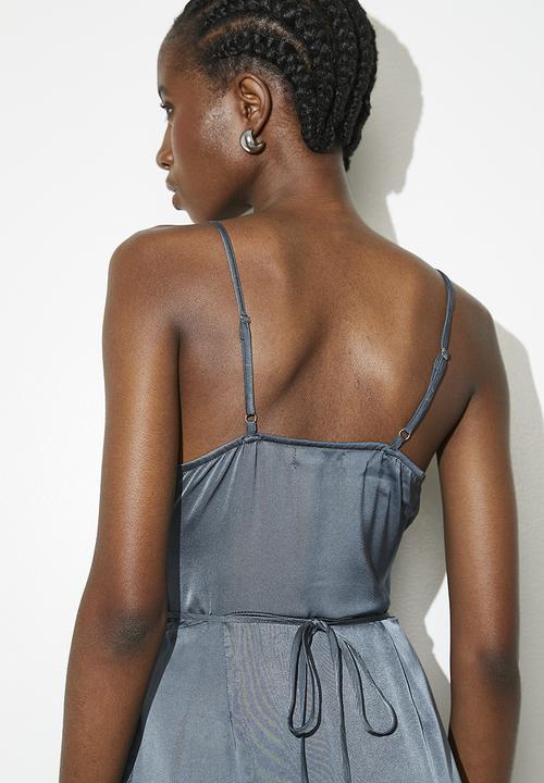 VELVET - Fringe wrap dress - anthracite