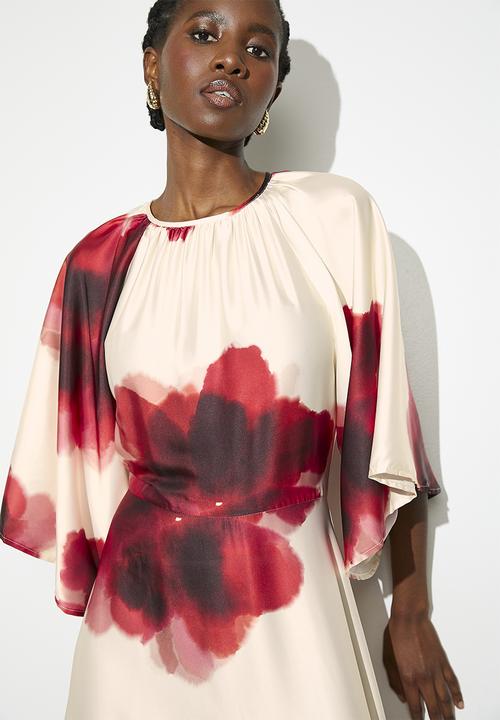 VELVET - Dolman sleeve pleated maxi dress - multi
