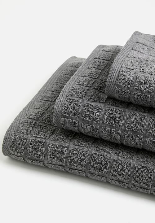 Colibri - Grid Check Zero Twist Towel - Charcoal