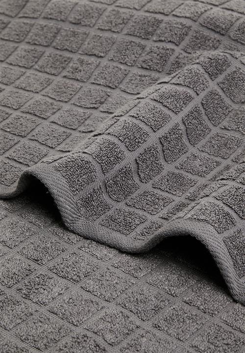 Colibri - Grid Check Zero Twist Towel - Charcoal