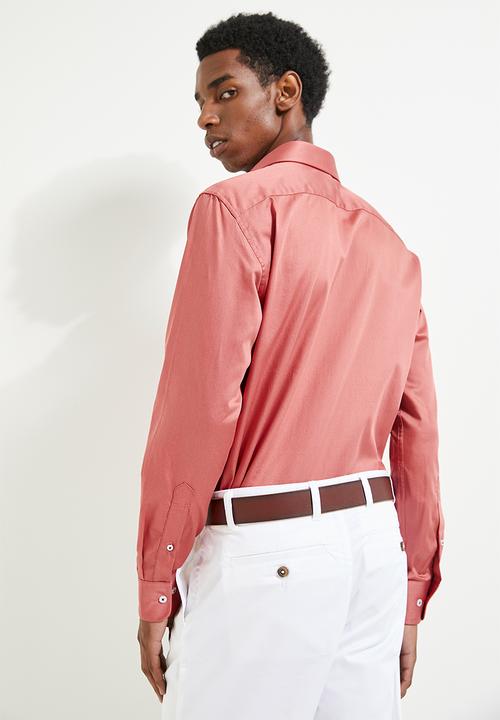POLO - Greig Ls Sateen Signature Shirt - rusk