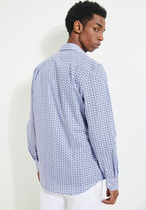 POLO - Thebe Dot Printed Long Sleeve Shirt - Blue