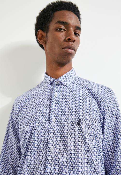 POLO - Thebe Dot Printed Long Sleeve Shirt - Blue
