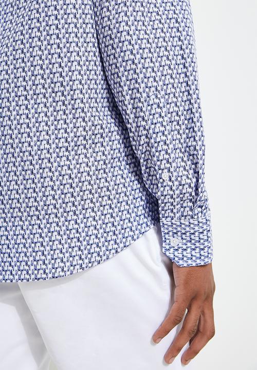 POLO - Thebe Dot Printed Long Sleeve Shirt - Blue
