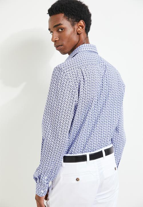 POLO - Thebe Dot Printed Long Sleeve Shirt - Blue
