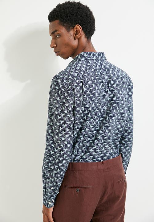 POLO - Suren Printed Long Sleeve Shirt - Navy
