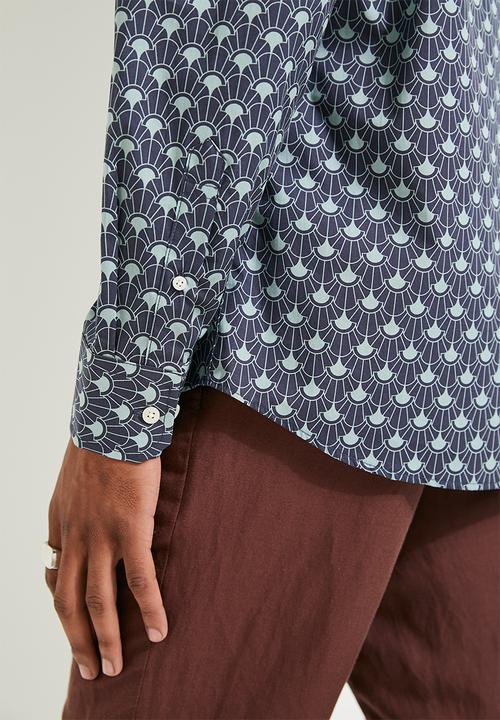 POLO - Suren Printed Long Sleeve Shirt - Navy