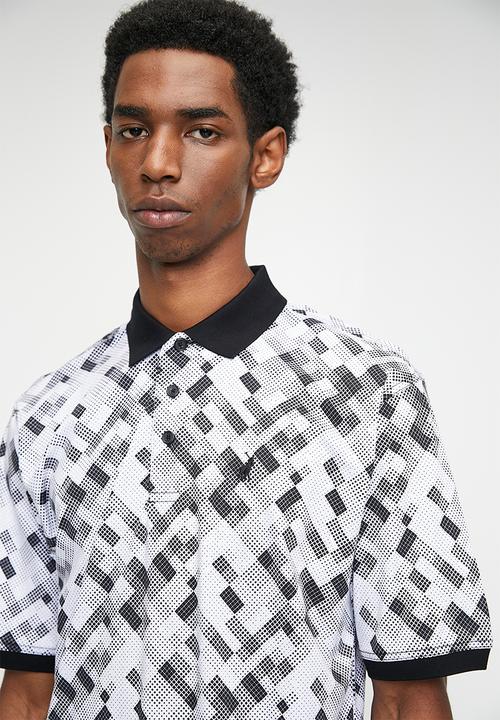 POLO - Kiev  Micro Geo Printed Dm Ss Golfer - Off White & Black
