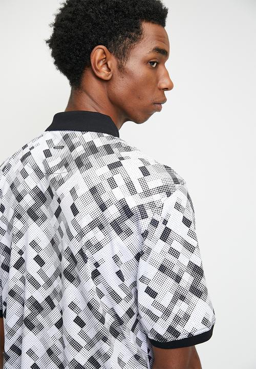 POLO - Kiev  Micro Geo Printed Dm Ss Golfer - Off White & Black