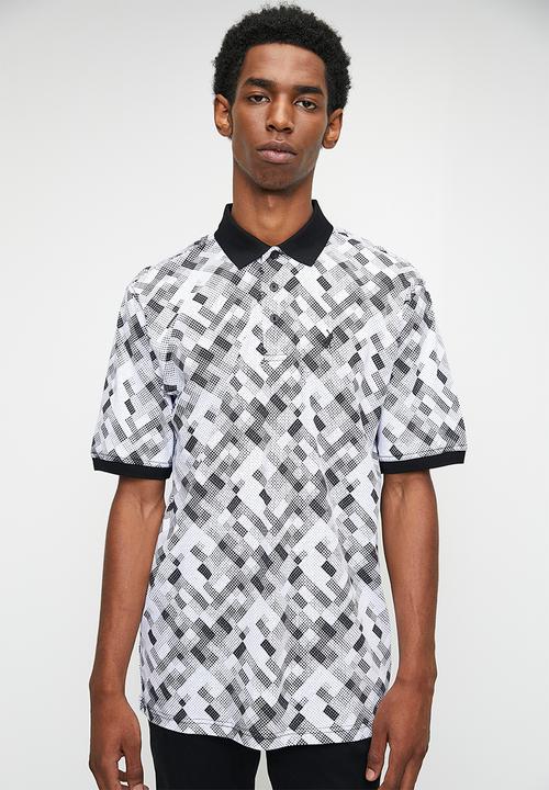 POLO - Kiev  Micro Geo Printed Dm Ss Golfer - Off White & Black