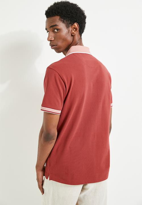 POLO - Vish  Jacquard Short Sleeve Golfer - Brick