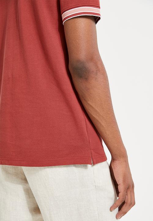 POLO - Vish  Jacquard Short Sleeve Golfer - Brick