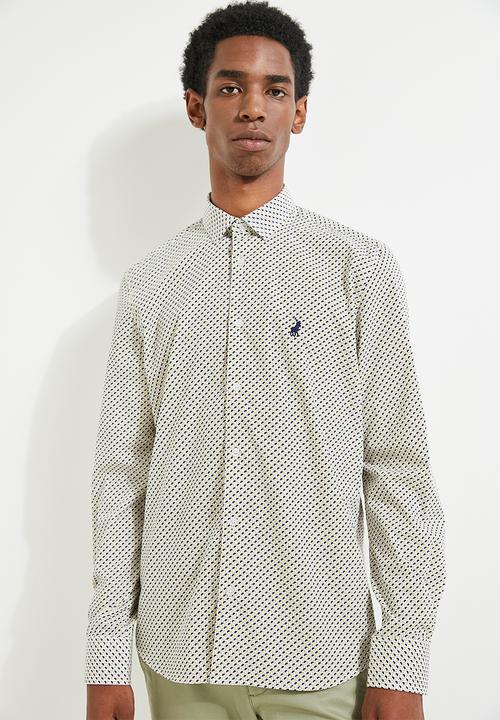 POLO - Gonzo Geo Printed Long Sleeve Shirt - Navy