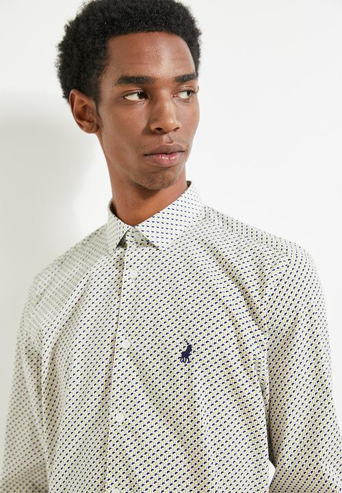 POLO - Gonzo Geo Printed Long Sleeve Shirt - Navy