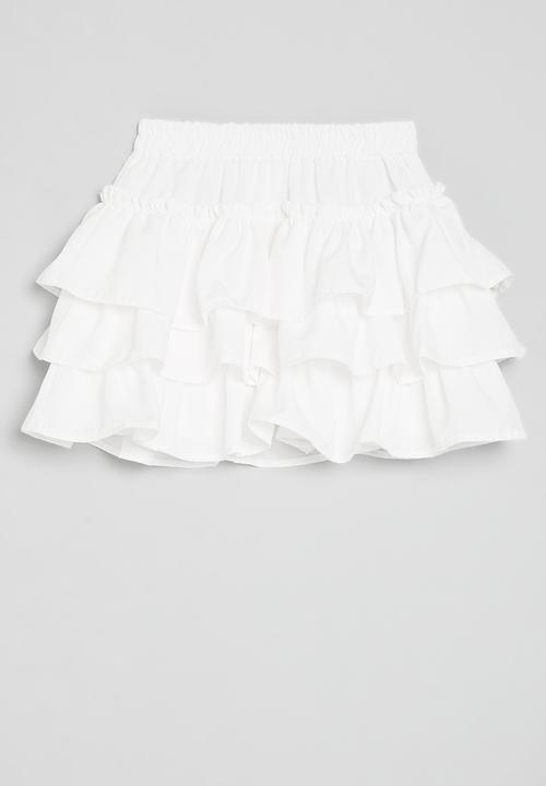 Pop Candy - Tiered skirt-white