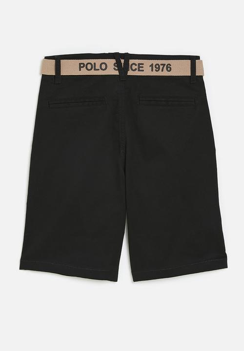 POLO - Boys andrew belted chino short - black